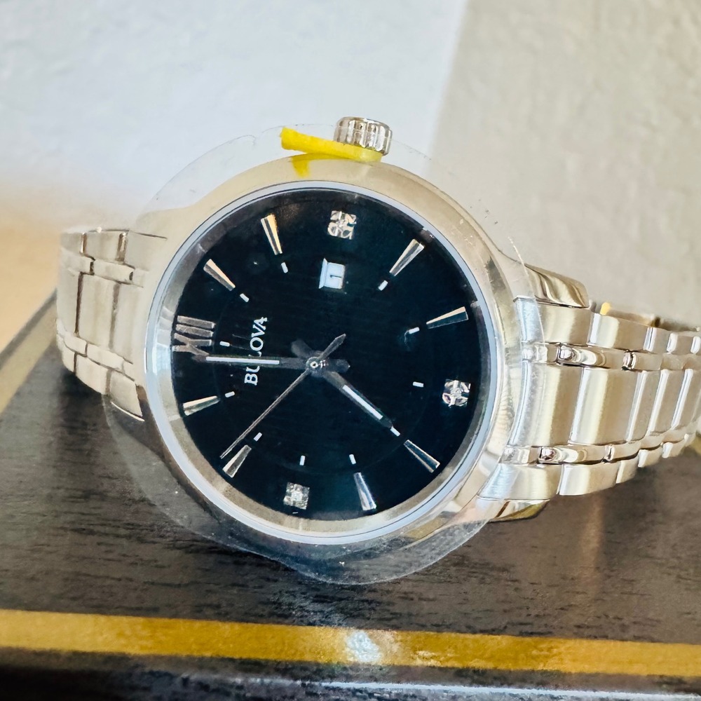 Bulova Women's Classic Stainless Steel Black Diamond Accent Women's Watch, NWT - Picture 12 of 17